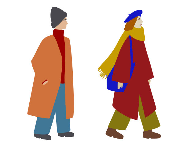 几个穿着鲜艳秋衣的人物。图片下载