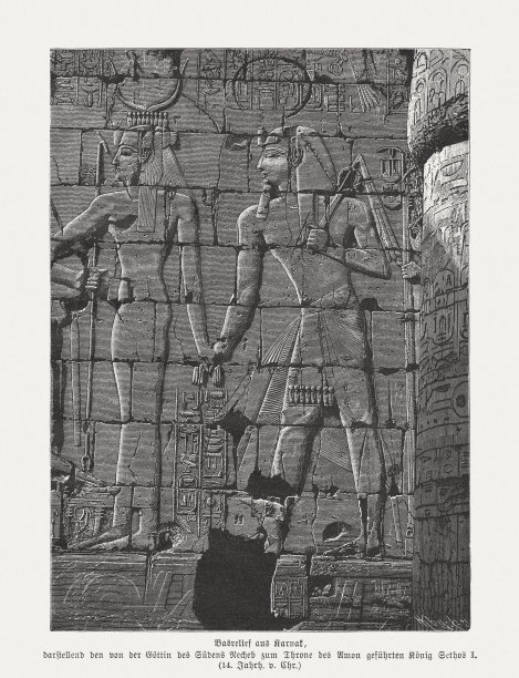 埃及卢克索卡纳克神庙浮雕木刻，1879年图片下载