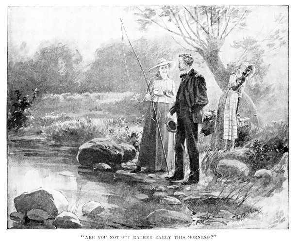 19世纪中期，一名联邦士兵在非裔美国奴隶的陪同下探望正在钓鱼的联邦年轻白人妇女图片下载