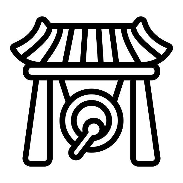 日本凉亭，锣和木制屋顶线图标，建筑概念，亚洲凉亭矢量标志在白色背景，轮廓风格图标移动概念网页设计。矢量图形。图片下载