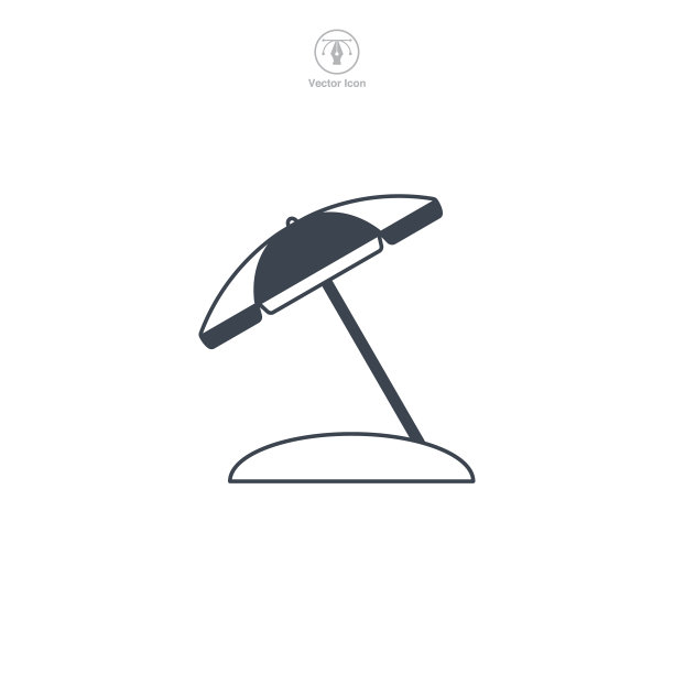 沙滩伞的图标符号孤立在白色上图片下载