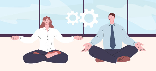 上班族冥想同事打扫卫生图片下载