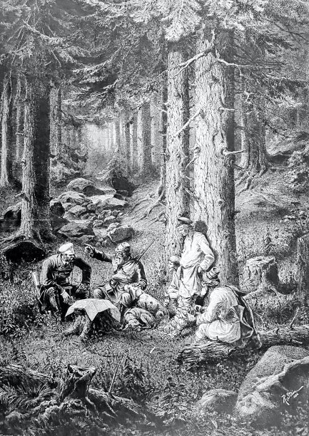 俄罗斯边境纠纷仲裁，4人在森林里图片下载