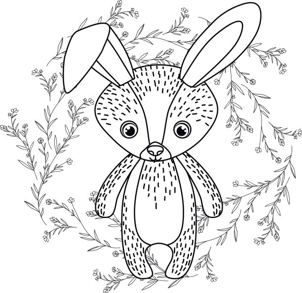 剪影兔与花环背景图片下载