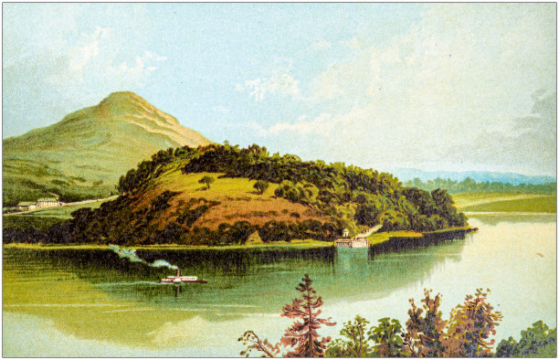 苏格兰城市、湖泊和山脉的古董画:巴尔马哈隘口、洛蒙德湖图片下载