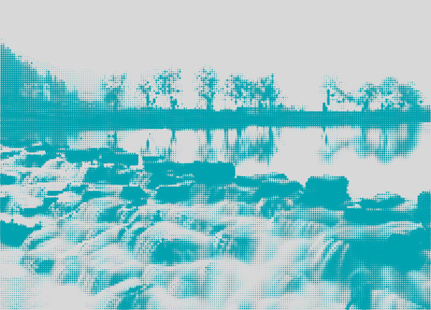 抽象蓝色半色调自然河流景观纹理背景图片下载