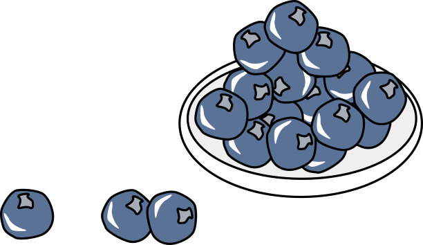 盘子上许多蓝莓的插图图片下载