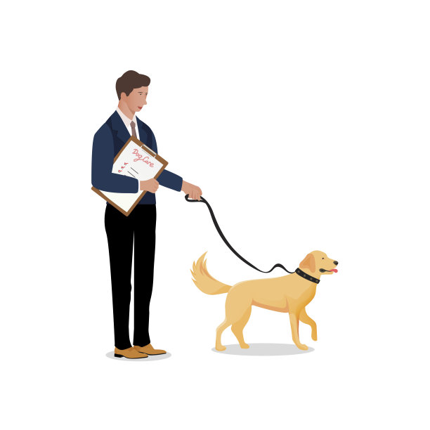 遛狗服务理念。狗狗护理中心的概念。图片下载