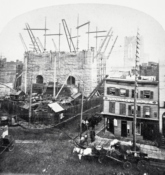 纽约市布鲁克林大桥施工图片下载