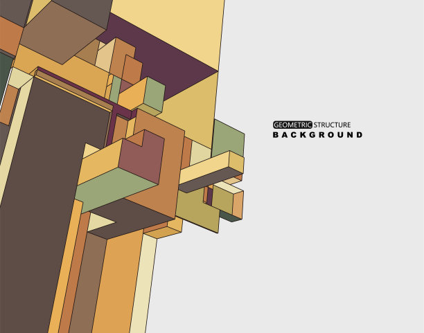 彩色三维透视立方体结构模型模式图片下载