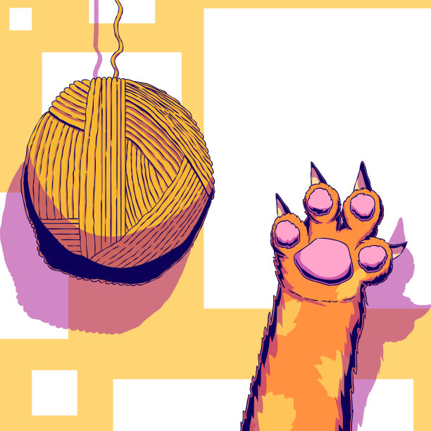 绘制矢量插图-纠结和猫的爪子。图片下载