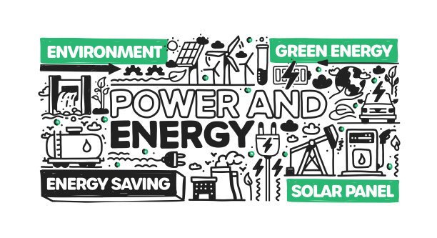 能量和能量对象和元素。矢量涂鸦插图收集。手绘图标集或横幅模板图片下载