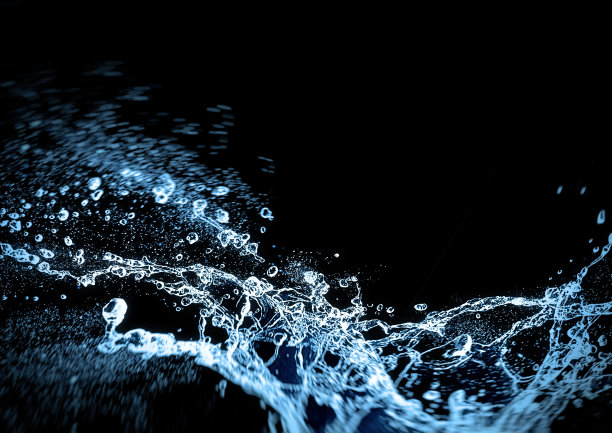 抽象的蓝色飞溅和波浪的3d插图图片下载