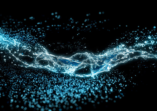 抽象的蓝色飞溅和波浪的3d插图图片下载