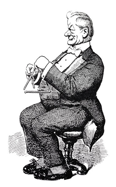 音乐家在三角形，侧视图，在白色背景上剪出来图片下载