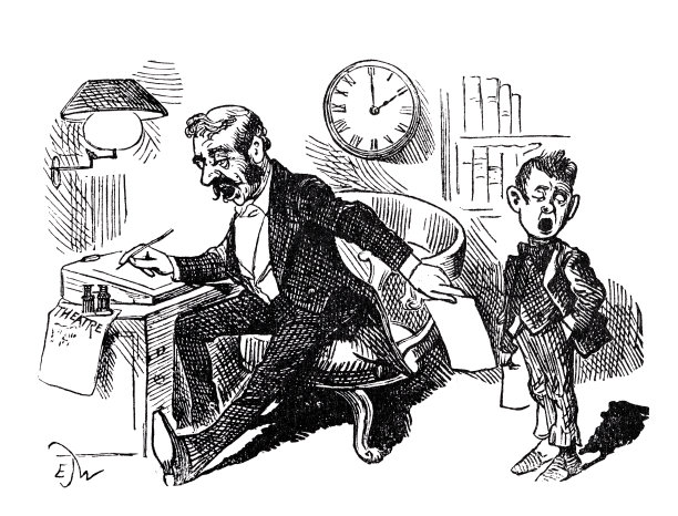 父亲把一张纸递给站在他身后的儿子，但他不想要图片下载