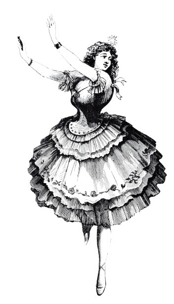 年轻的舞女高举双臂，全身伸直，迈步，白色背景图片下载