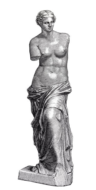 古罗马女子雕像，没有手臂，短发，看向侧面，微微向下图片下载