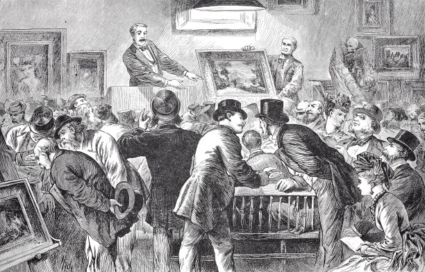 1875年，纽约的一场绘画拍卖会图片下载