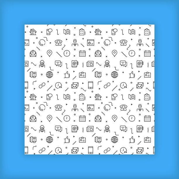 无缝的背景模式与简化的图标关于联系我们的主题图片下载