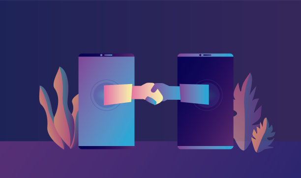 与手机握手图例交流合作图片下载