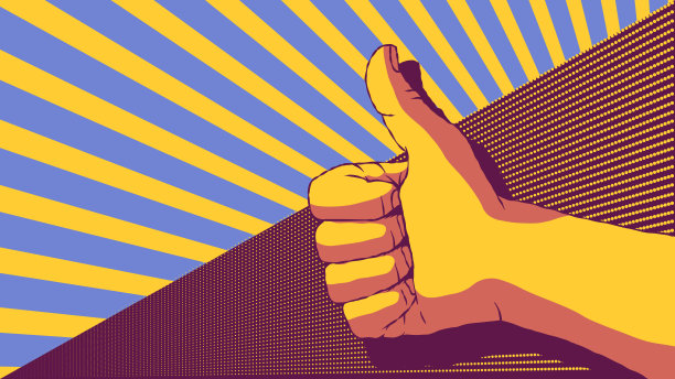 手绘横幅插图-竖起大拇指。图片下载