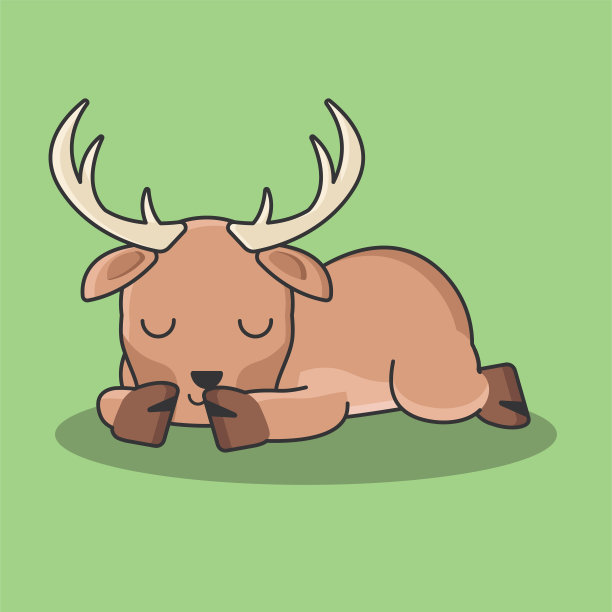 鹿卡通壁纸人物复古背景树动物木材鹿角季节角动物艺术图片下载