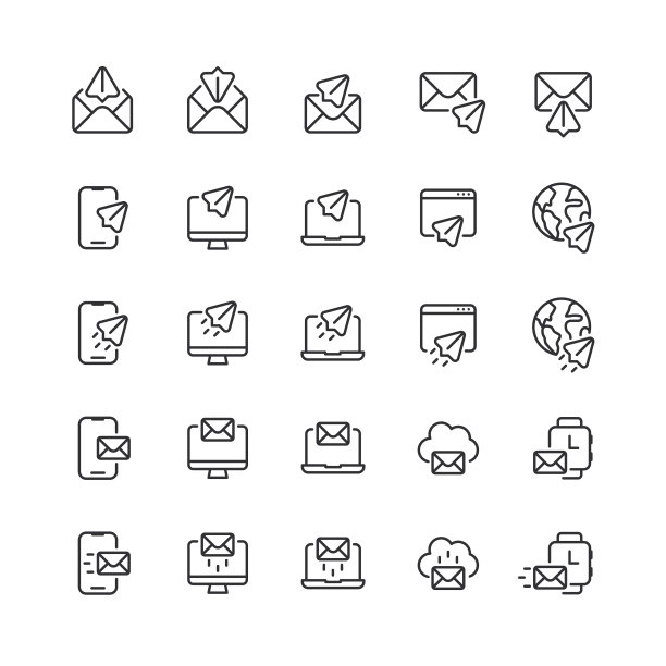 邮件发送消息行图标可编辑的笔画图片下载
