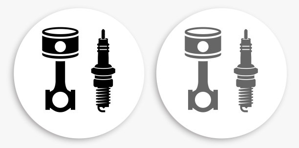 火花塞黑白圆形图标图片下载