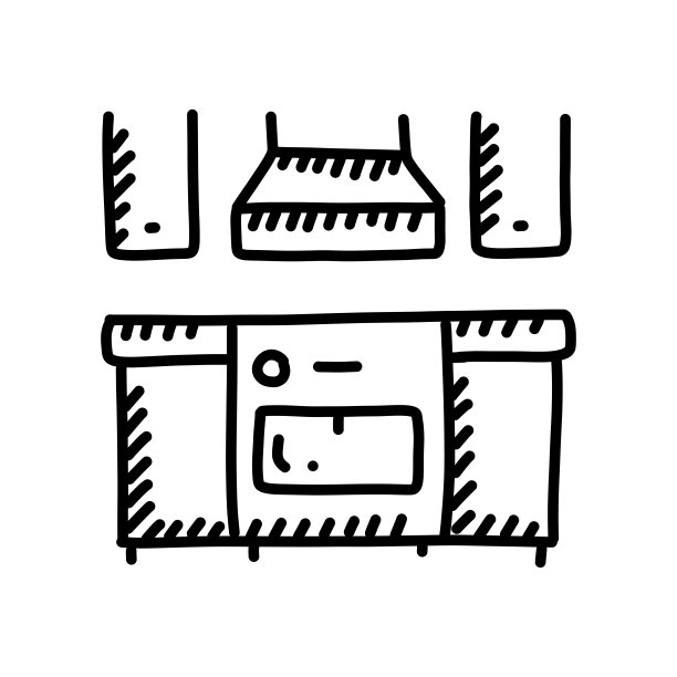 家用厨房手绘图标，涂鸦风格矢量插图图片下载