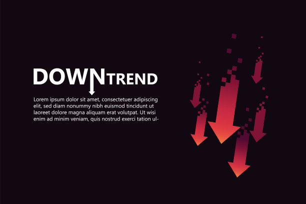 红色箭头下降趋势抽象装饰背景图片下载