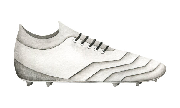 足球夹板。踢足球或橄榄球时穿的鞋。鞋底有钉钉的鞋子。球员的制服。水彩插图。孤立。用于足球俱乐部，体育用品商店，海报和明信片图片下载