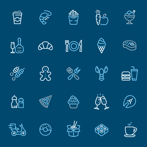 食物递送-彩色轮廓图标图片下载