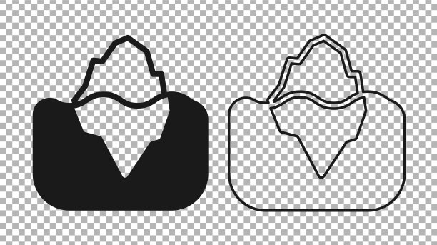 黑色冰山图标孤立在透明图片下载