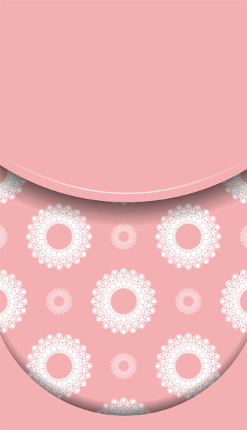 粉红色横幅模板与复古白色装饰图片下载