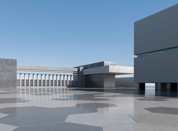 清洁地面广场和建筑立面图片下载