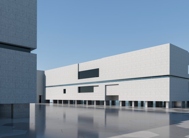 清洁地面广场和建筑立面图片下载