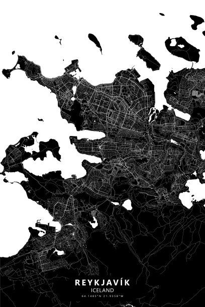 冰岛雷克雅未克矢量地图图片下载