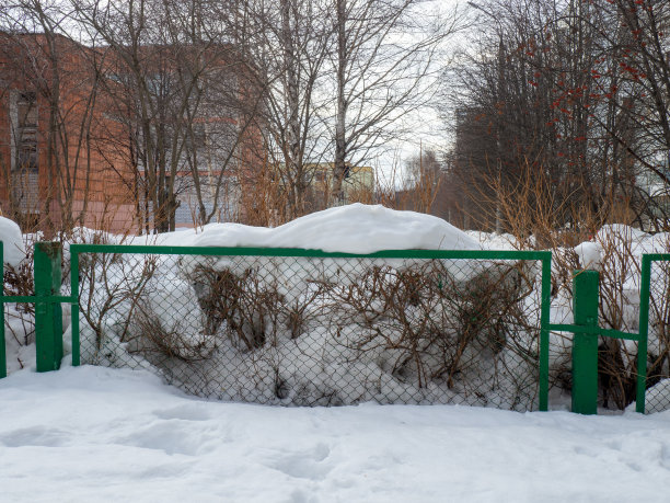 街的照片。城市里有大雪堆。扫雪机经过后的小路。图片下载