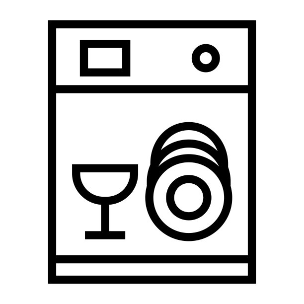 洗碗机线图标，轮廓符号矢量插图图片下载