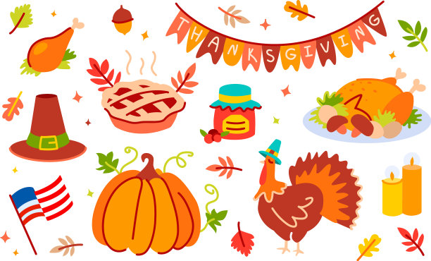 感恩节节日物品和装饰品图片下载