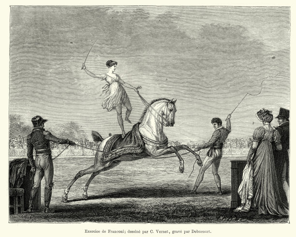 骑在马背上的马戏团演员图片下载