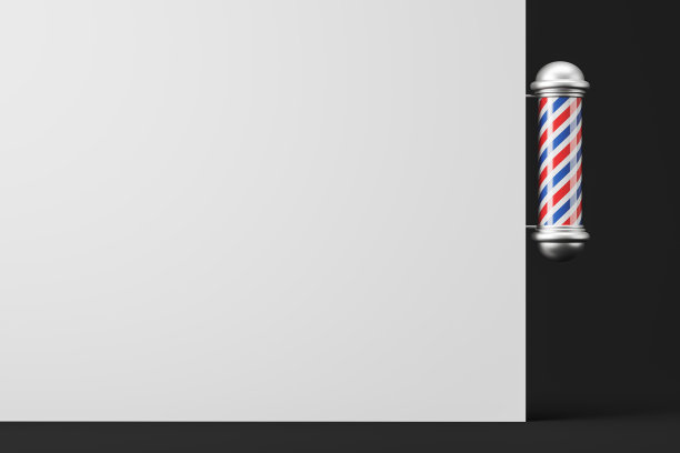 理发店杆子与模拟空墙复制空间，剃须和理发图片下载