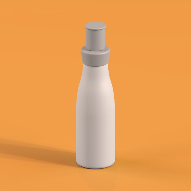 单色瓶在橙色背景，3d渲染图片下载