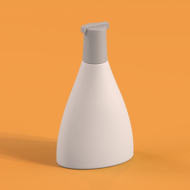 单色瓶在橙色背景，3d渲染图片下载