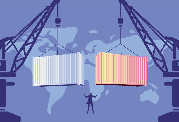 码头起重机装卸集装箱图片下载