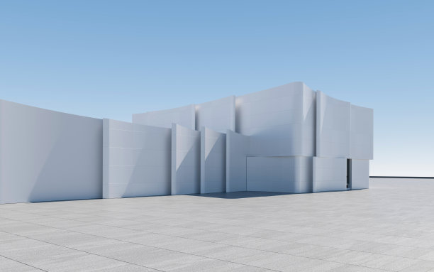 空旷的广场前的现代建筑图片下载