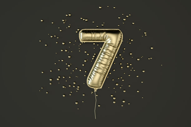 7号气球箔金在黑色背景上着色图片下载