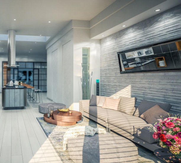 可爱的阳光阁楼公寓设计(焦点)- 3D可视化图片下载