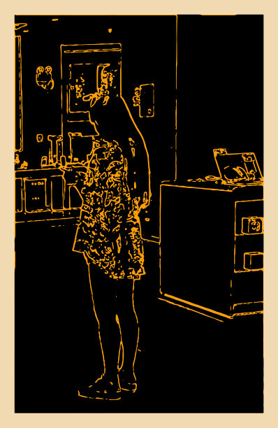 艺术轮廓木刻风格的人走在商场图片下载